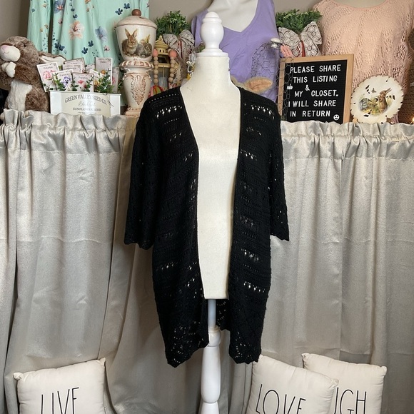 Christopher & Banks Black Open-Front Cardigan PXL - Picture 2 of 8